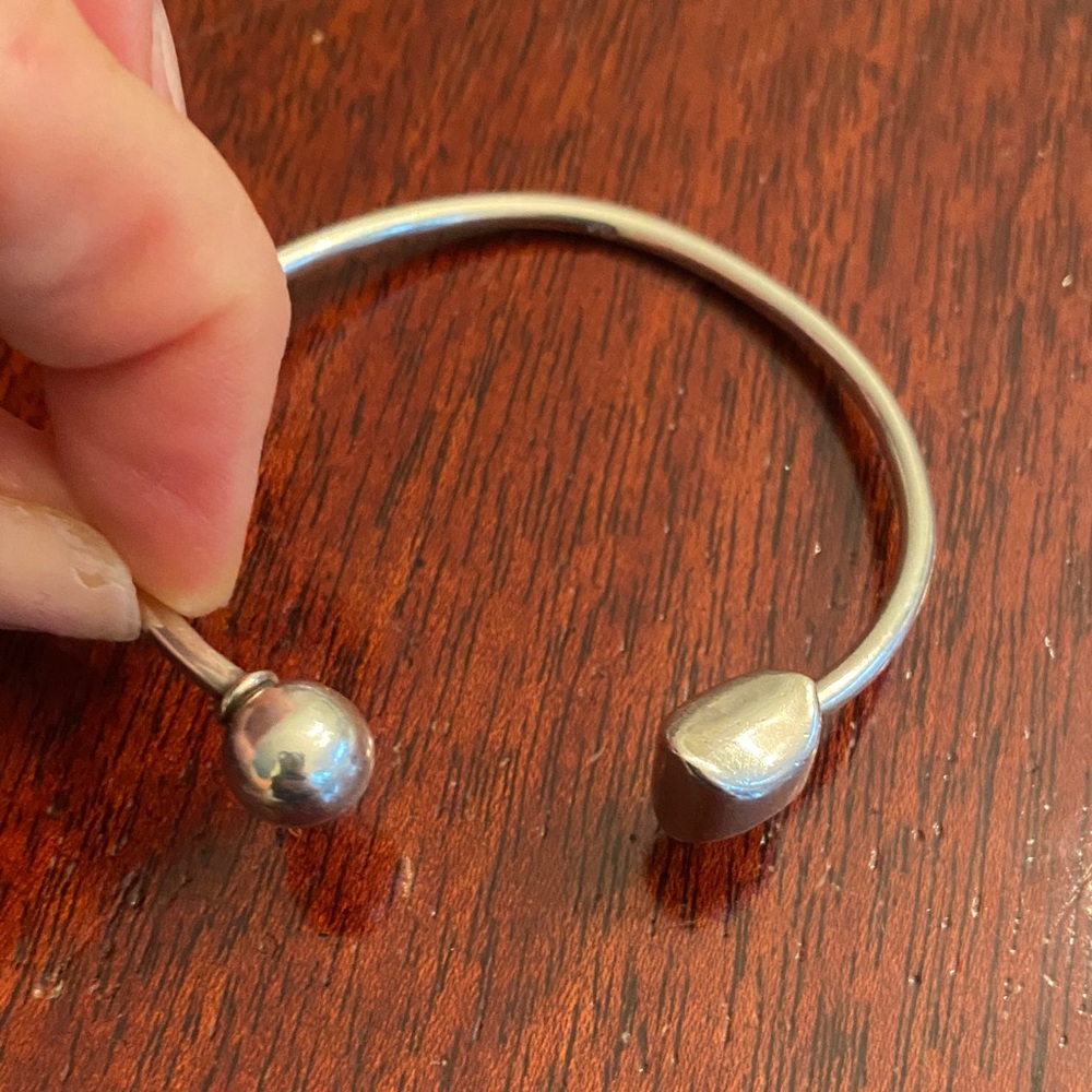 Elegant Silver Open Cuff Bracelet with removable ball